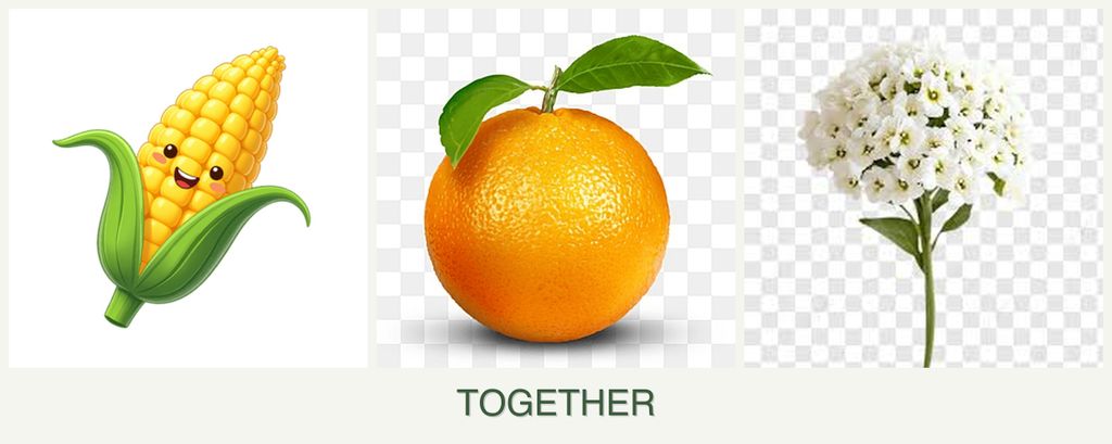 Can you plant corn, oranges and alyssum together?