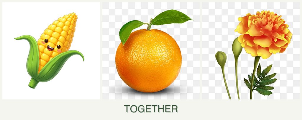Can you plant corn, oranges and marigolds together?