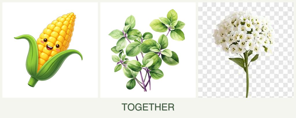 Can you plant corn, oregano and alyssum together?