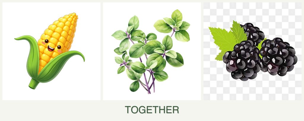 Can you plant corn, oregano and blackberries together?