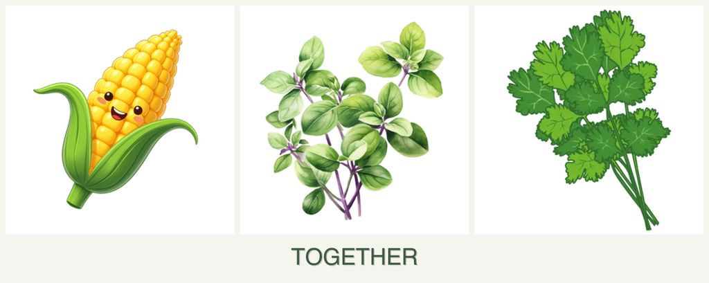 Can you plant corn, oregano and cilantro together?