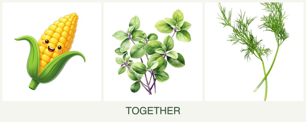 Can you plant corn, oregano and dill together?