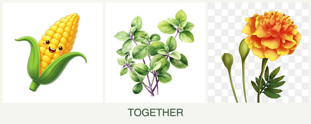 Can you plant corn, oregano and marigolds together?