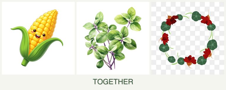 Can you plant corn, oregano and nasturtiums together?
