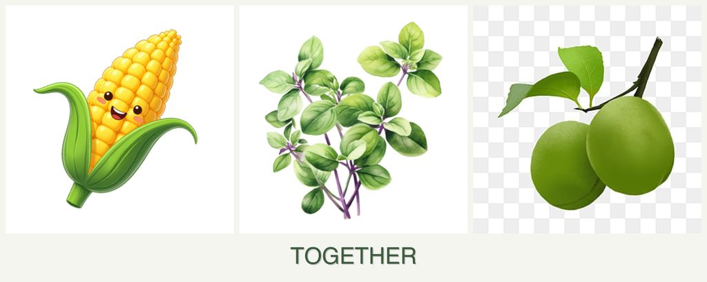 Can you plant corn, oregano and plums together?
