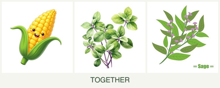 Can you plant corn, oregano and sage together?