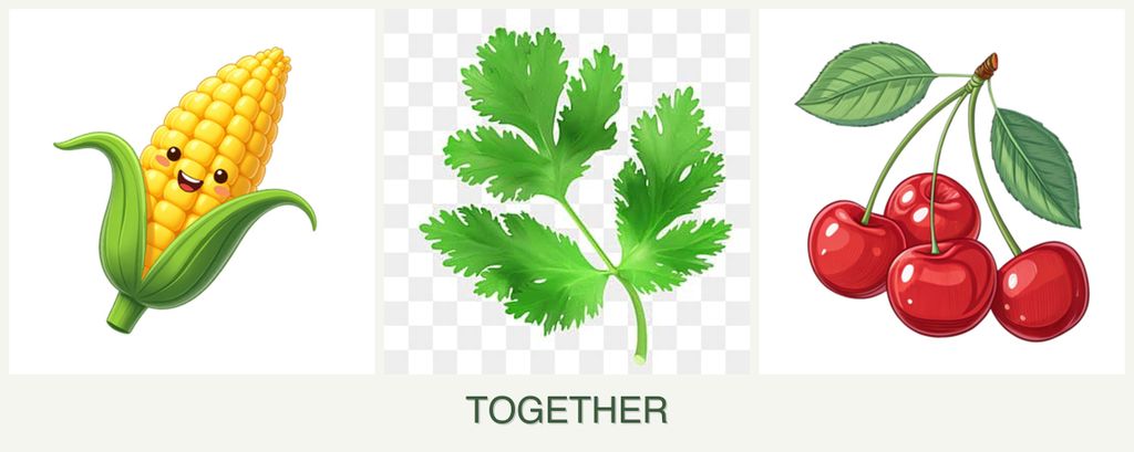 Can you plant corn, parsley and cherries together?
