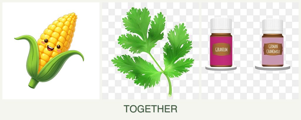 Can you plant corn, parsley and geraniums together?