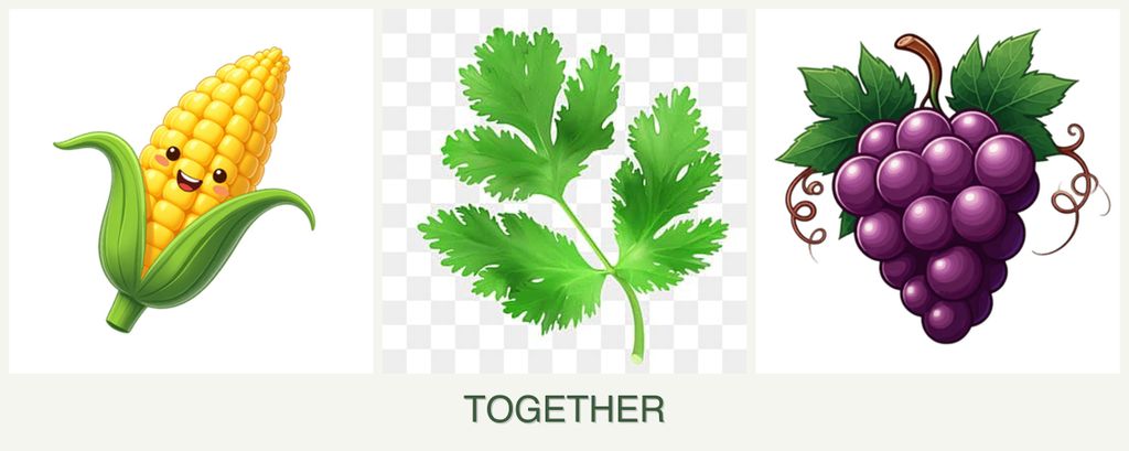 Can you plant corn, parsley and grapes together?