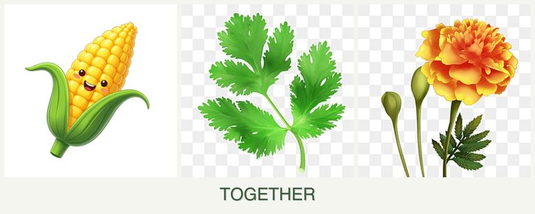 Can you plant corn, parsley and marigolds together?