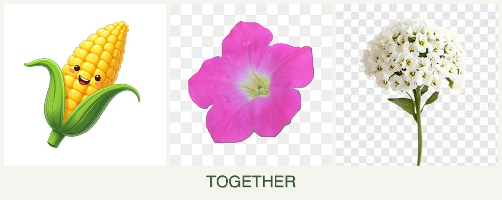 Can you plant corn, petunias and alyssum together?