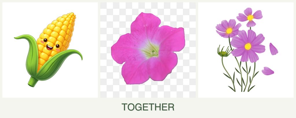 Can you plant corn, petunias and cosmos together?