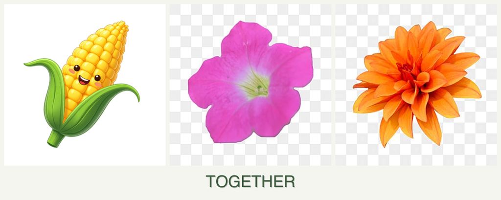 Can you plant corn, petunias and dahlias together?