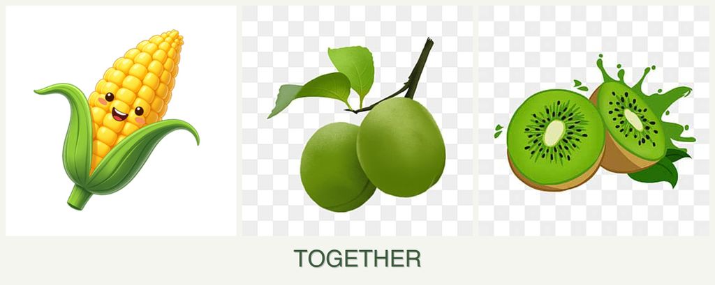 Can you plant corn, plums and kiwi together?