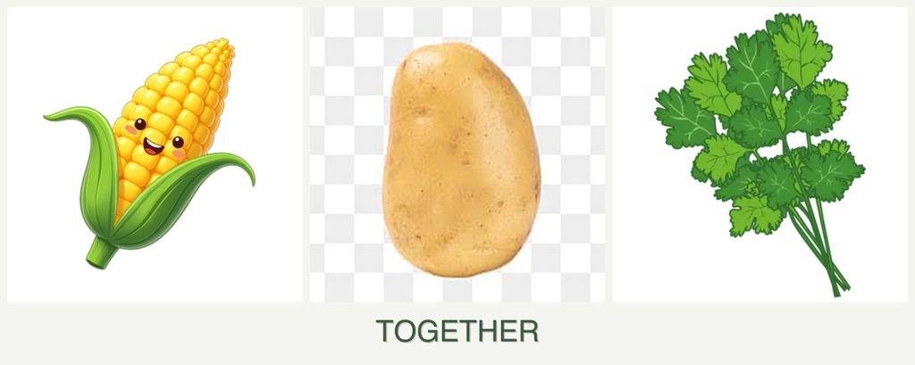 Can you plant corn, potatoes and cilantro together?
