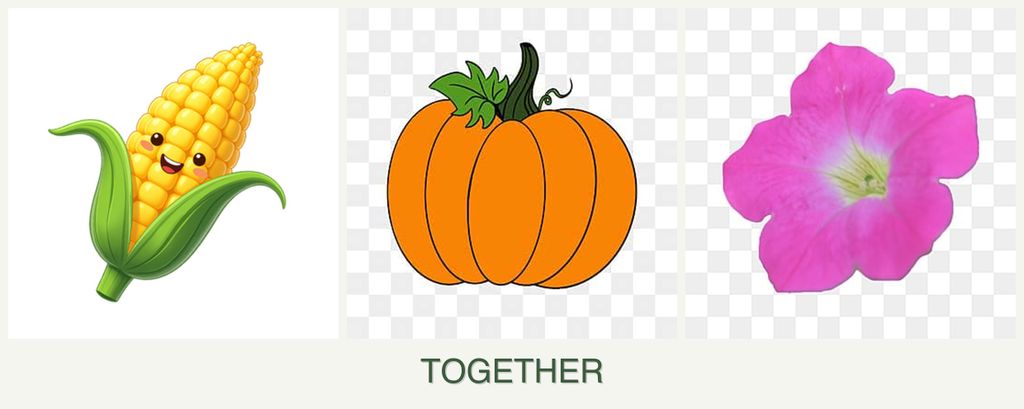 Can you plant corn, pumpkin and petunias together?