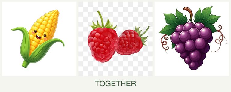 Can you plant corn, raspberries and grapes together?
