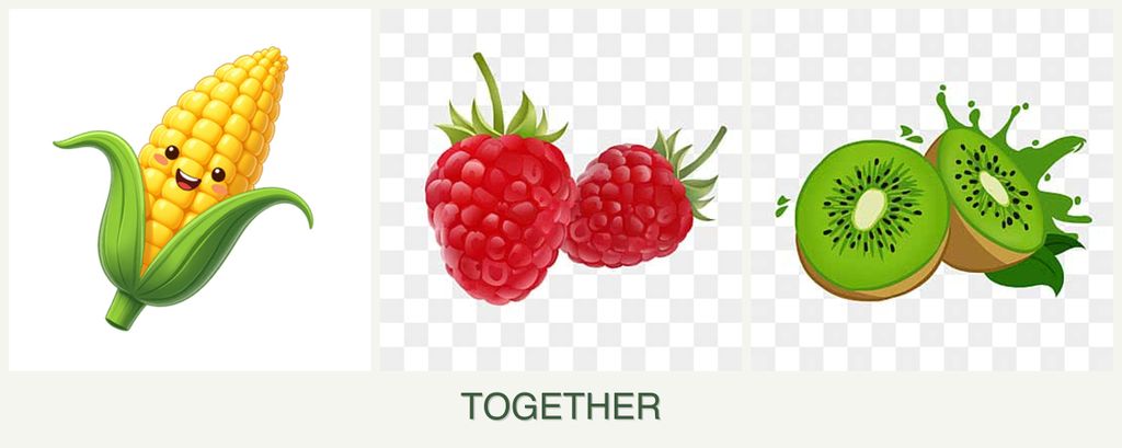 Can you plant corn, raspberries and kiwi together?