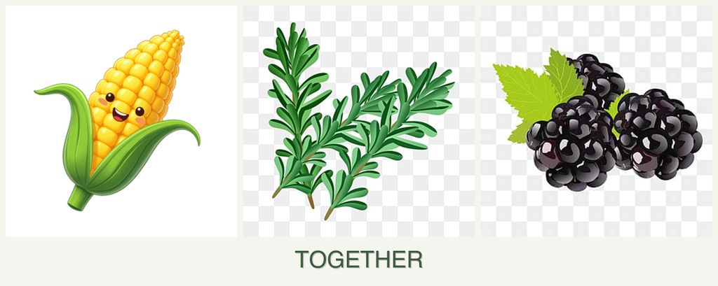 Can you plant corn, rosemary and blackberries together?