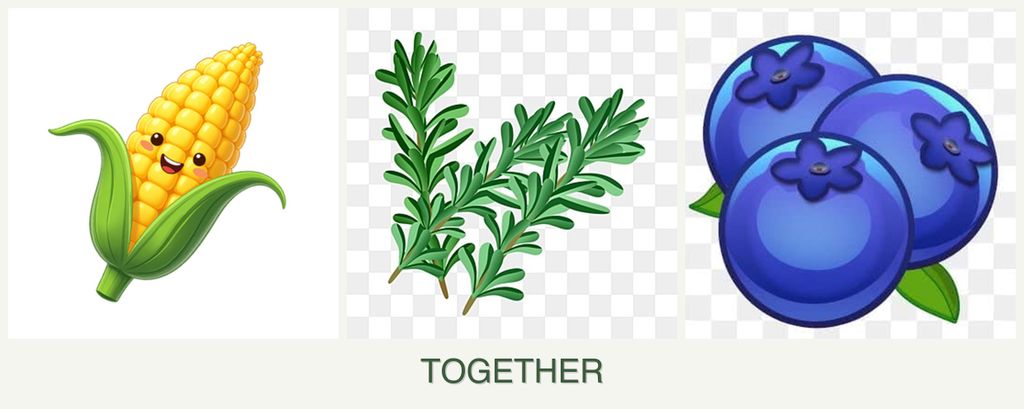Can you plant corn, rosemary and blueberries together?