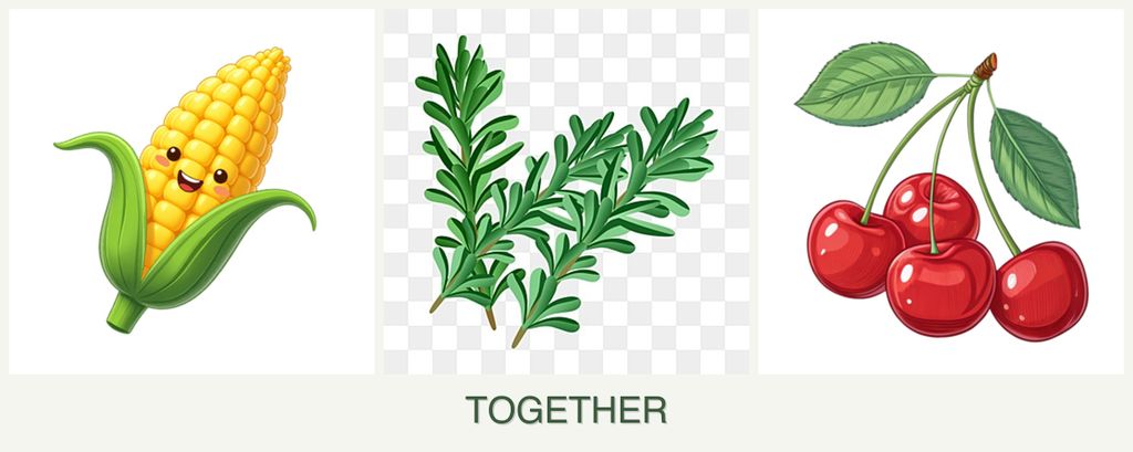 Can you plant corn, rosemary and cherries together?