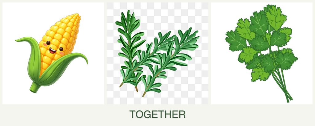 Can you plant corn, rosemary and cilantro together?