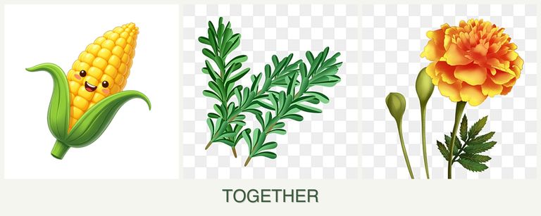 Can you plant corn, rosemary and marigolds together?