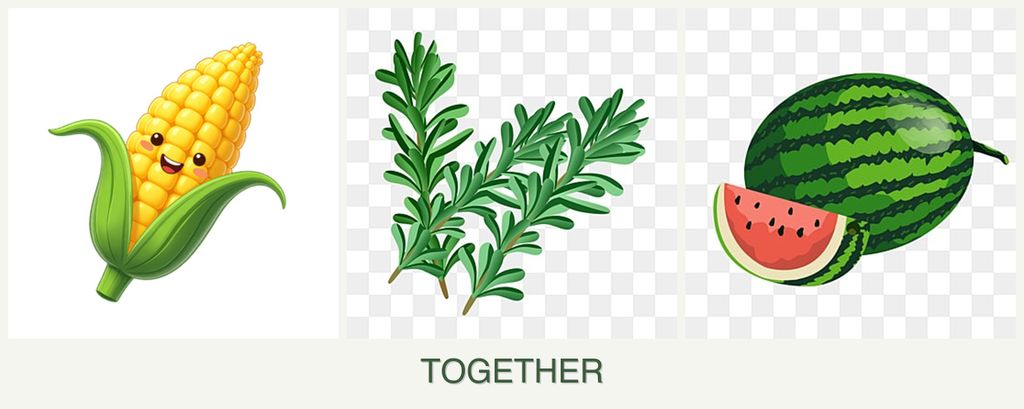 Can you plant corn, rosemary and melons together?