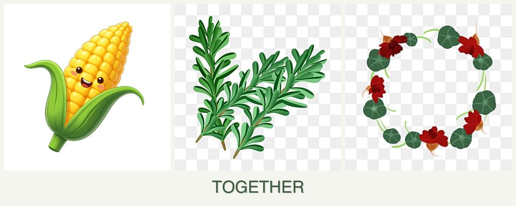 Can you plant corn, rosemary and nasturtiums together?