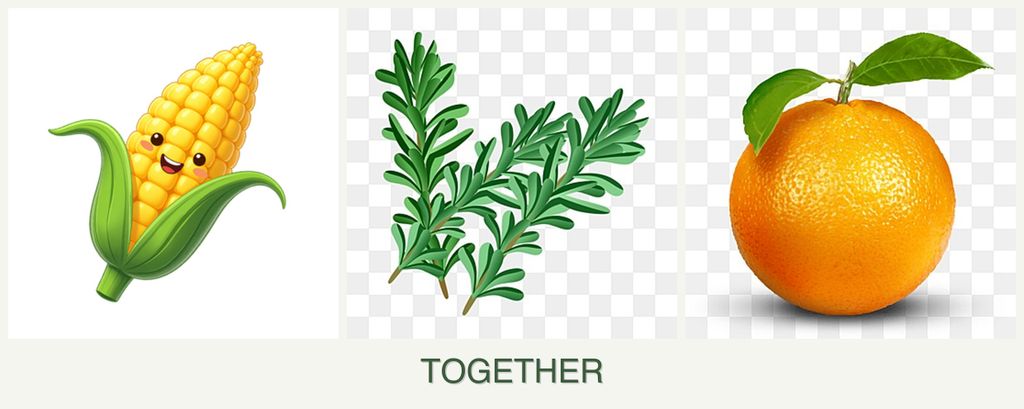 Can you plant corn, rosemary and oranges together?