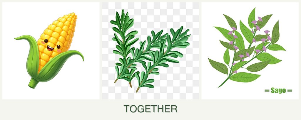 Can you plant corn, rosemary and sage together?