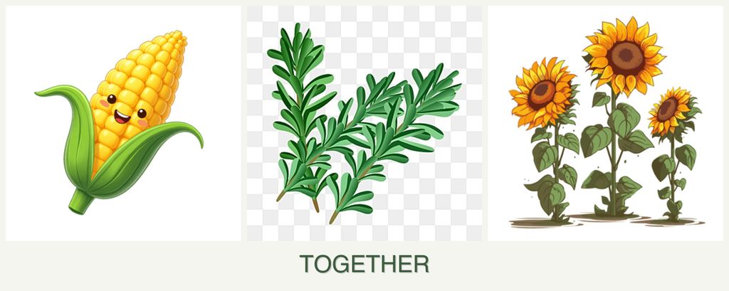 Can you plant corn, rosemary and sunflowers together?