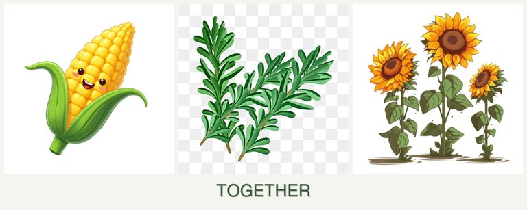 Can you plant corn, rosemary and sunflowers together?