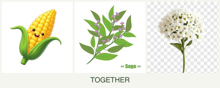 Can you plant corn, sage and alyssum together?