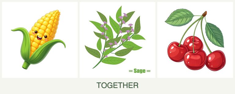 Can you plant corn, sage and cherries together?