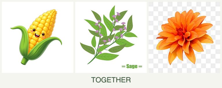 Can you plant corn, sage and dahlias together?