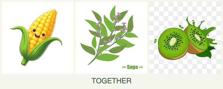 Can you plant corn, sage and kiwi together?