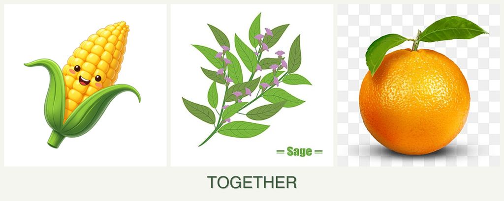Can you plant corn, sage and oranges together?