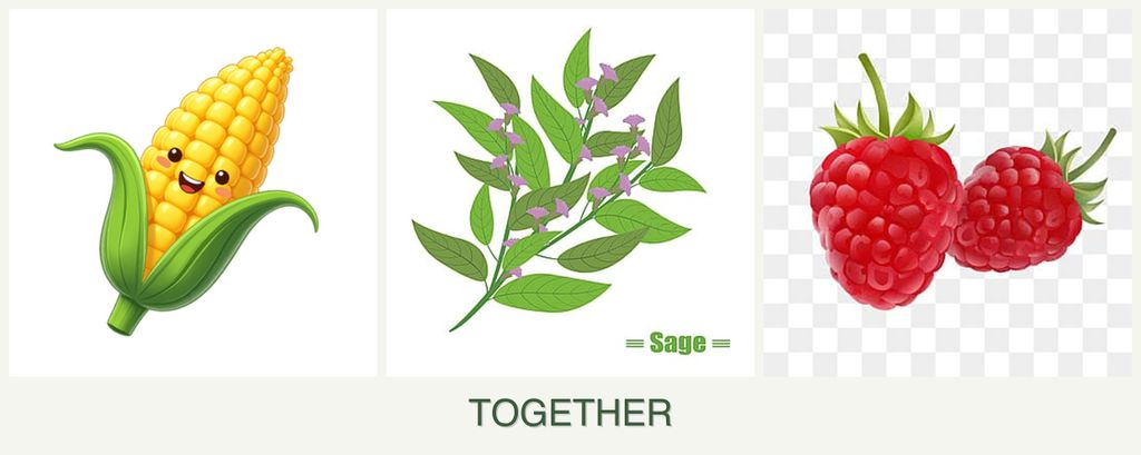 Can you plant corn, sage and raspberries together?