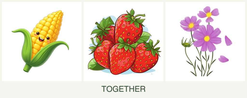 Can you plant corn, strawberries and cosmos together?