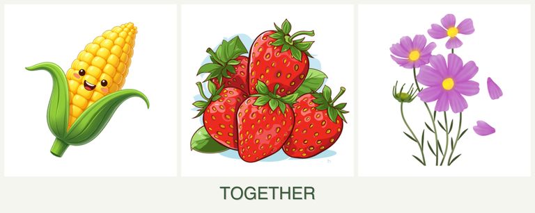 Can you plant corn, strawberries and cosmos together?