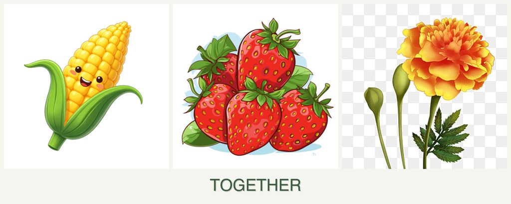 Can you plant corn, strawberries and marigolds together?