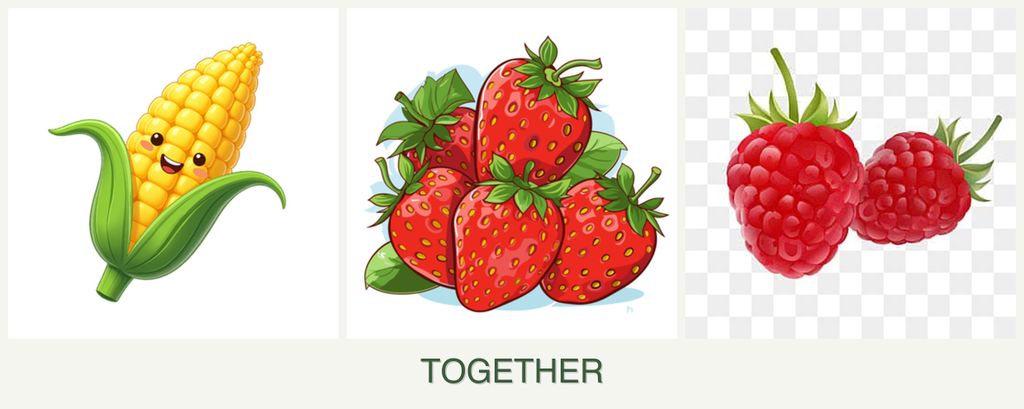 Can you plant corn, strawberries and raspberries together?