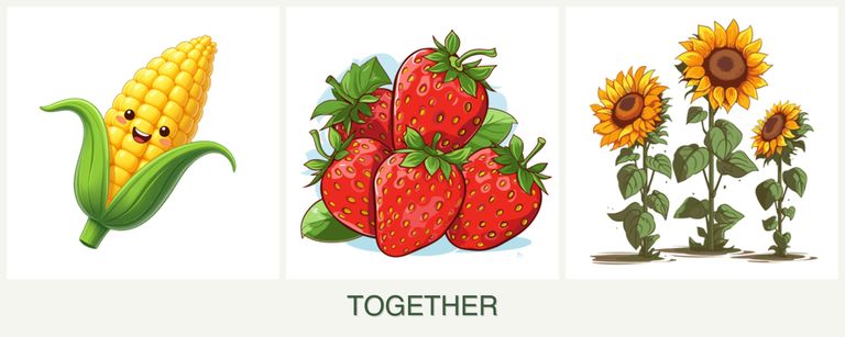 Can you plant corn, strawberries and sunflowers together?