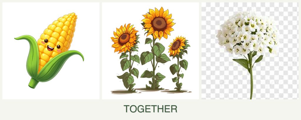 Can you plant corn, sunflowers and alyssum together?