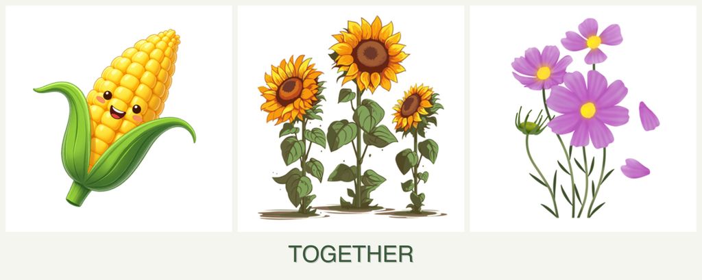 Can you plant corn, sunflowers and cosmos together?