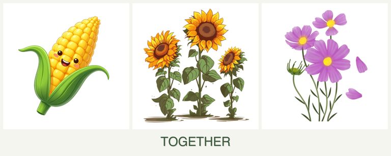 Can you plant corn, sunflowers and cosmos together?