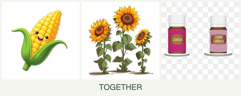 Can you plant corn, sunflowers and geraniums together?