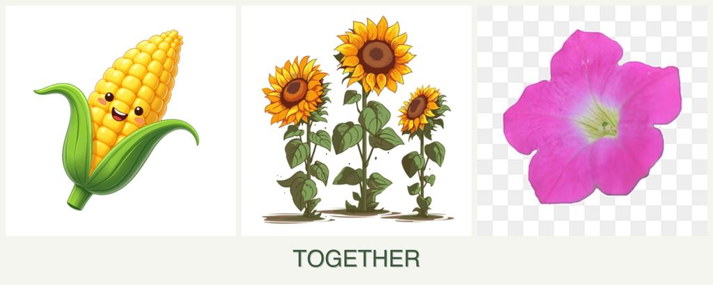 Can you plant corn, sunflowers and petunias together?