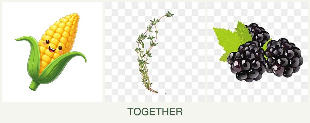 Can you plant corn, thyme and blackberries together?